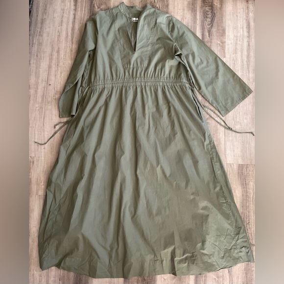 Labo.Art Olive Green Drawstring MIDI Dress Size 1 /small